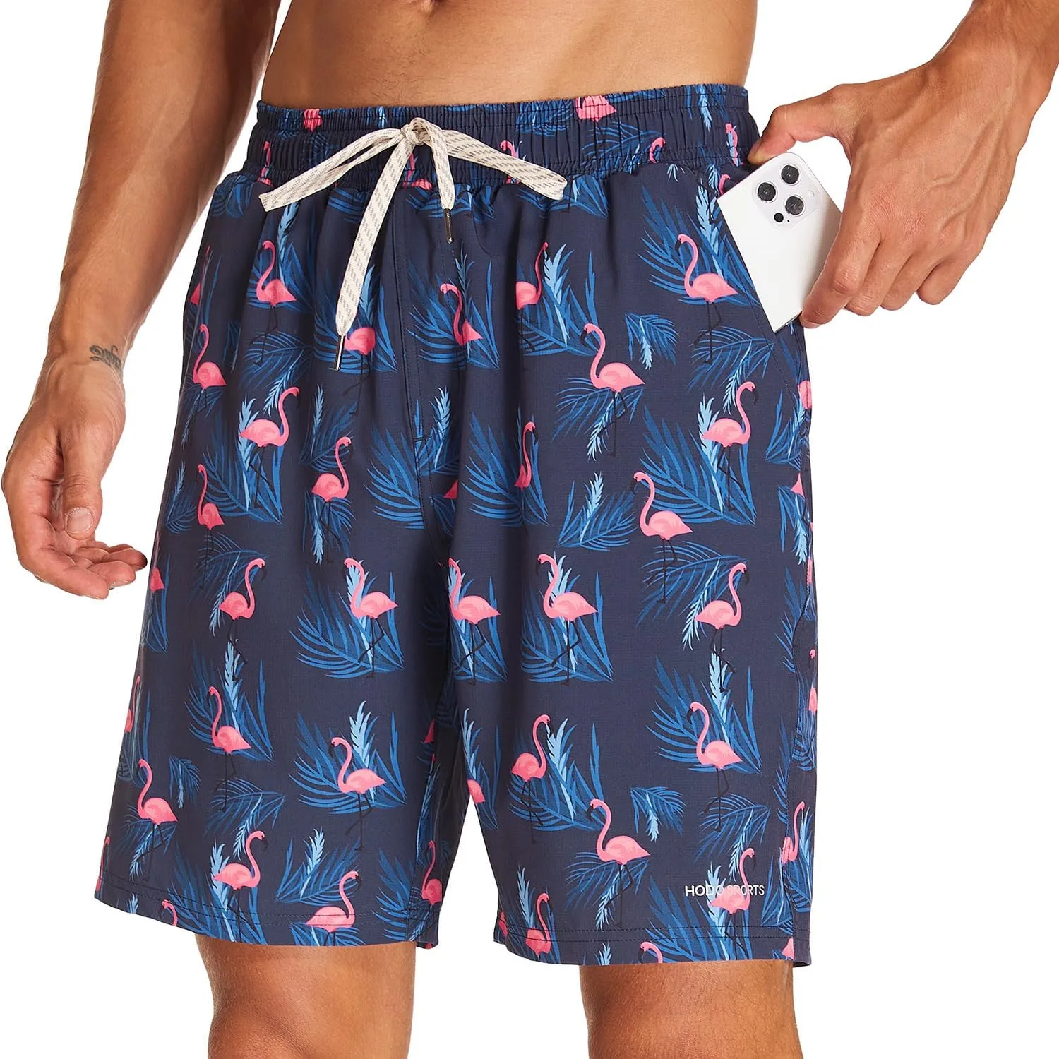 HODOSPORTS Mens Swim Trunks with Compression Liner 9 Inch Quick Dry Swim Shorts with Pockets Swim Suit