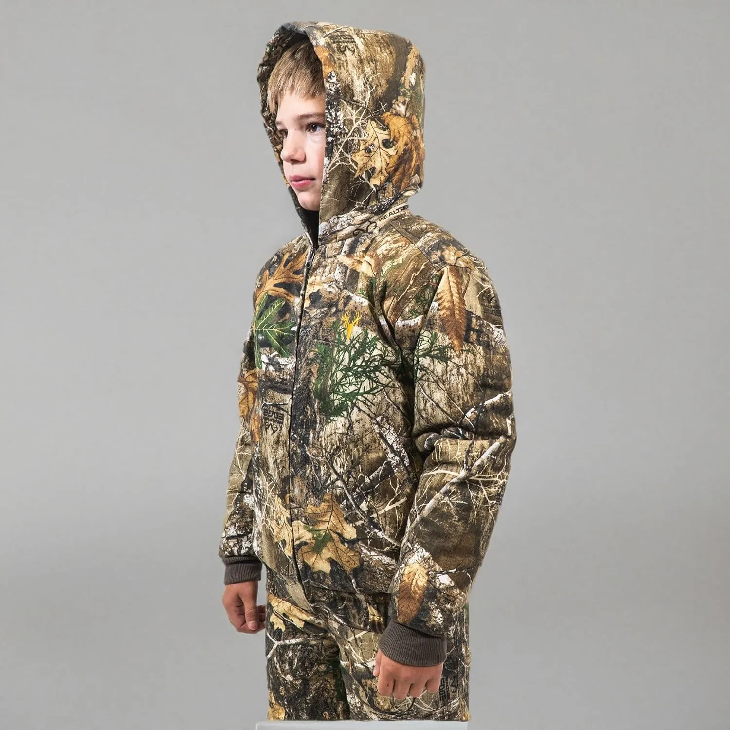 HOT SHOT Youth Insulated Twill Camo Hunting Jacket, Insulated Boy's Winter Coat, Ultra Quiet Camouflage Kids Hunting Gear