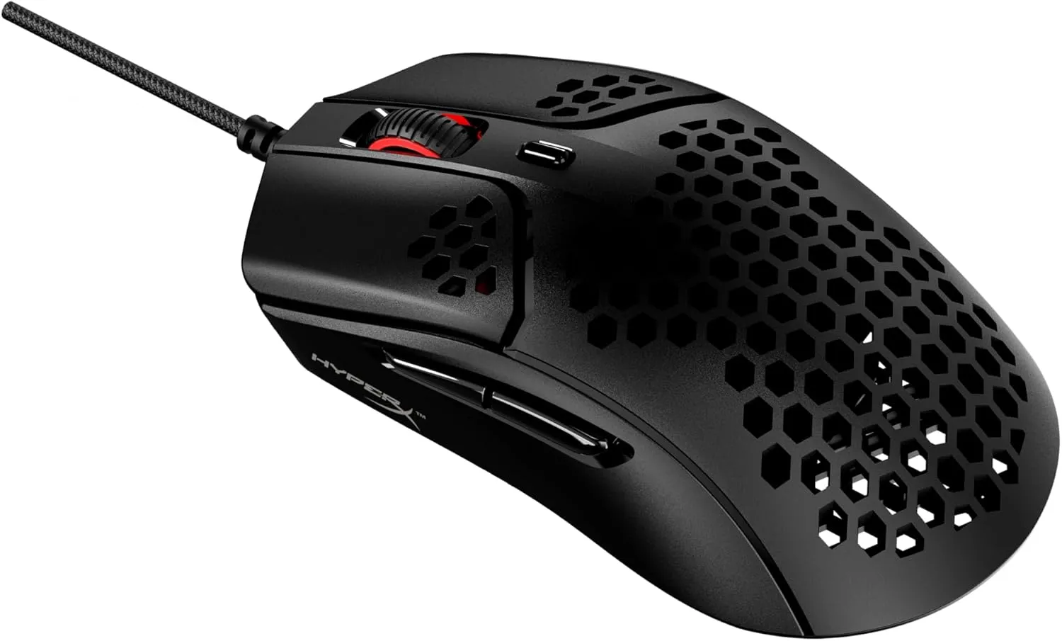HyperX Pulsefire Haste  Gaming Mouse, Ultra-Lightweight, 59g, Honeycomb Shell, Hex Design, RGB, HyperFlex USB Cable, Up to 16000 DPI, 6 Programmable Buttons,Black