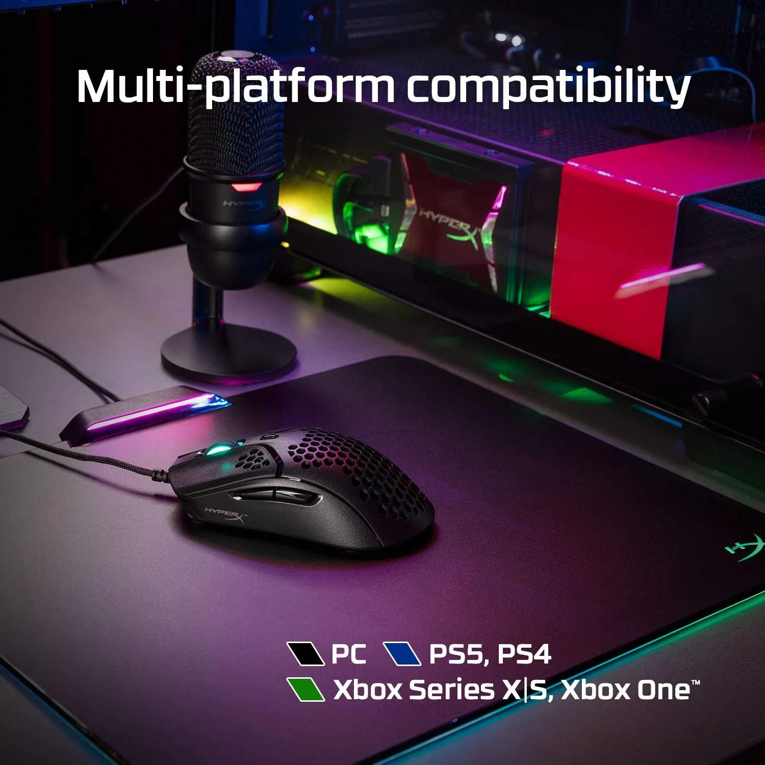 HyperX Pulsefire Haste  Gaming Mouse, Ultra-Lightweight, 59g, Honeycomb Shell, Hex Design, RGB, HyperFlex USB Cable, Up to 16000 DPI, 6 Programmable Buttons,Black