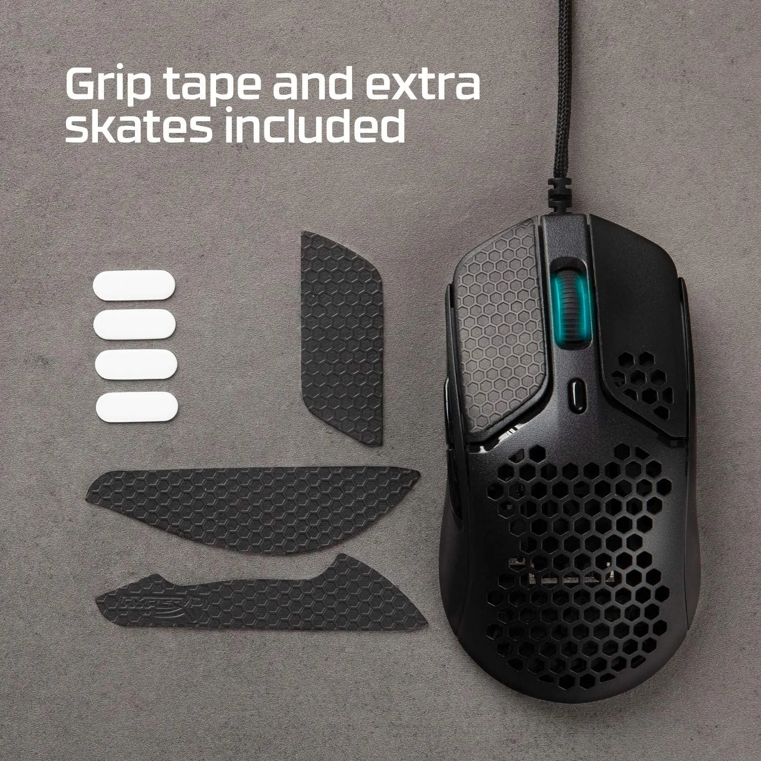 HyperX Pulsefire Haste  Gaming Mouse, Ultra-Lightweight, 59g, Honeycomb Shell, Hex Design, RGB, HyperFlex USB Cable, Up to 16000 DPI, 6 Programmable Buttons,Black