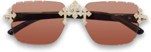 ICE STAR Triple Cross Iced-Out Sunglasses  Frameless Design Shades for Men & Women, Hip-Hop Fashion Eyewear
