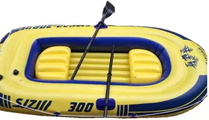 Inflatable Kayak, Inflatable Fishing Boat, Portable3 Person Folding Rubber Explorer Fishing Boat with Paddles,Yellow