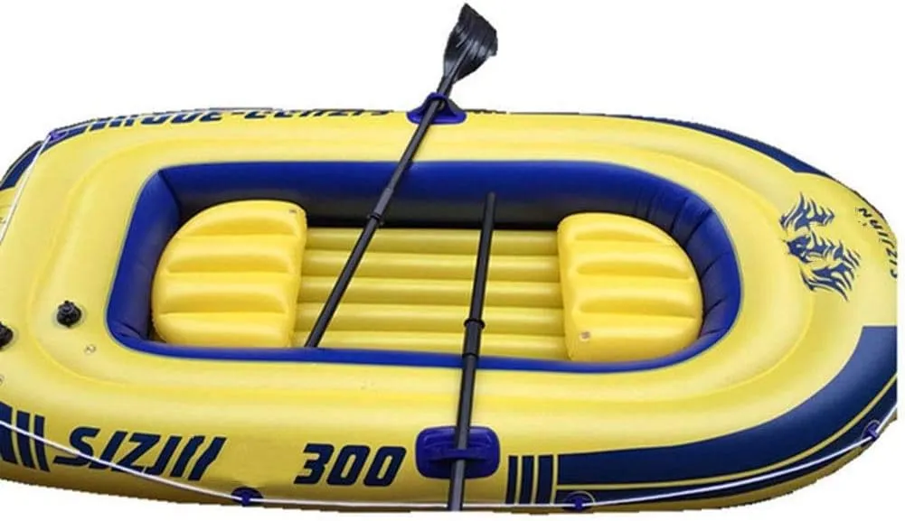 Inflatable Kayak, Inflatable Fishing Boat, Portable3 Person Folding Rubber Explorer Fishing Boat with Paddles,Yellow