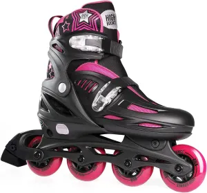Inline Skates for Girls and Boys, with Knee Pads, Elbow Pads and Wrist Guards, Gel Wheels, Adjustable Sizing, for Men, Women, Girls, Boys, High Bounce