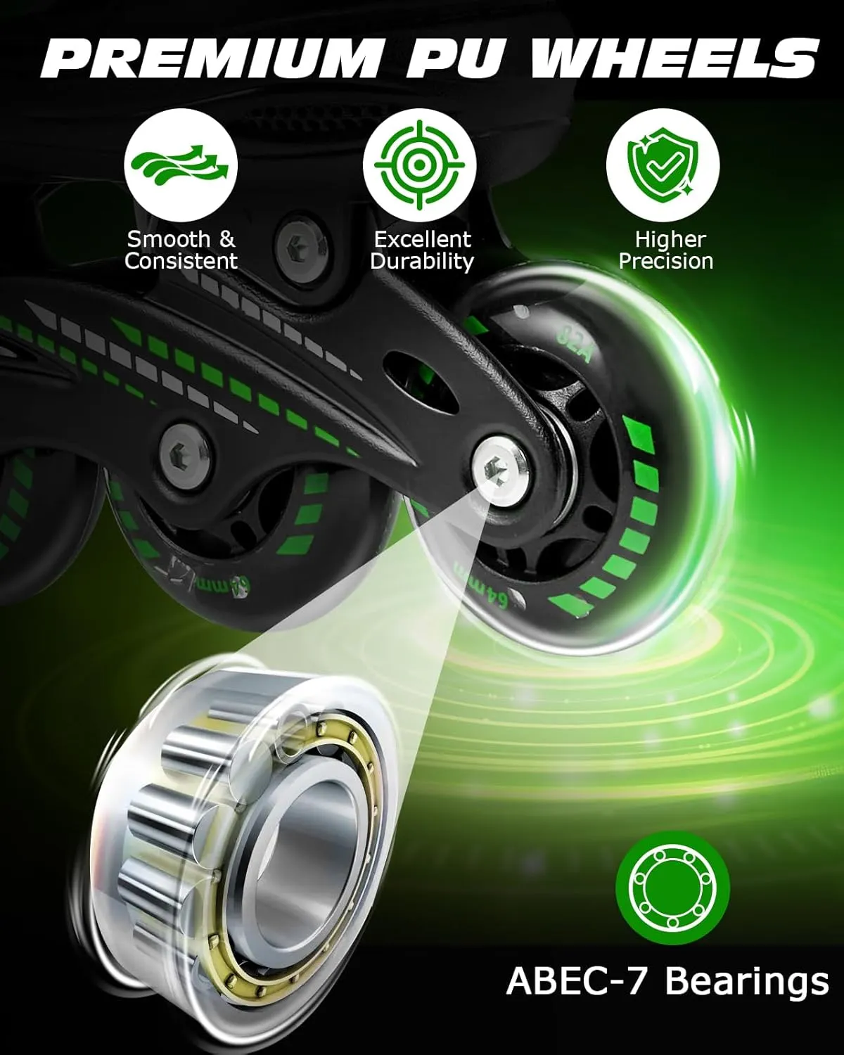 Inline Skates for Kids Girls Boys, Adjustable Light Up Inline Skates with Illuminating Wheels, Outdoor Roller Skates for Girls, Boys,Youth Age 5-13 (9C-6Y US)