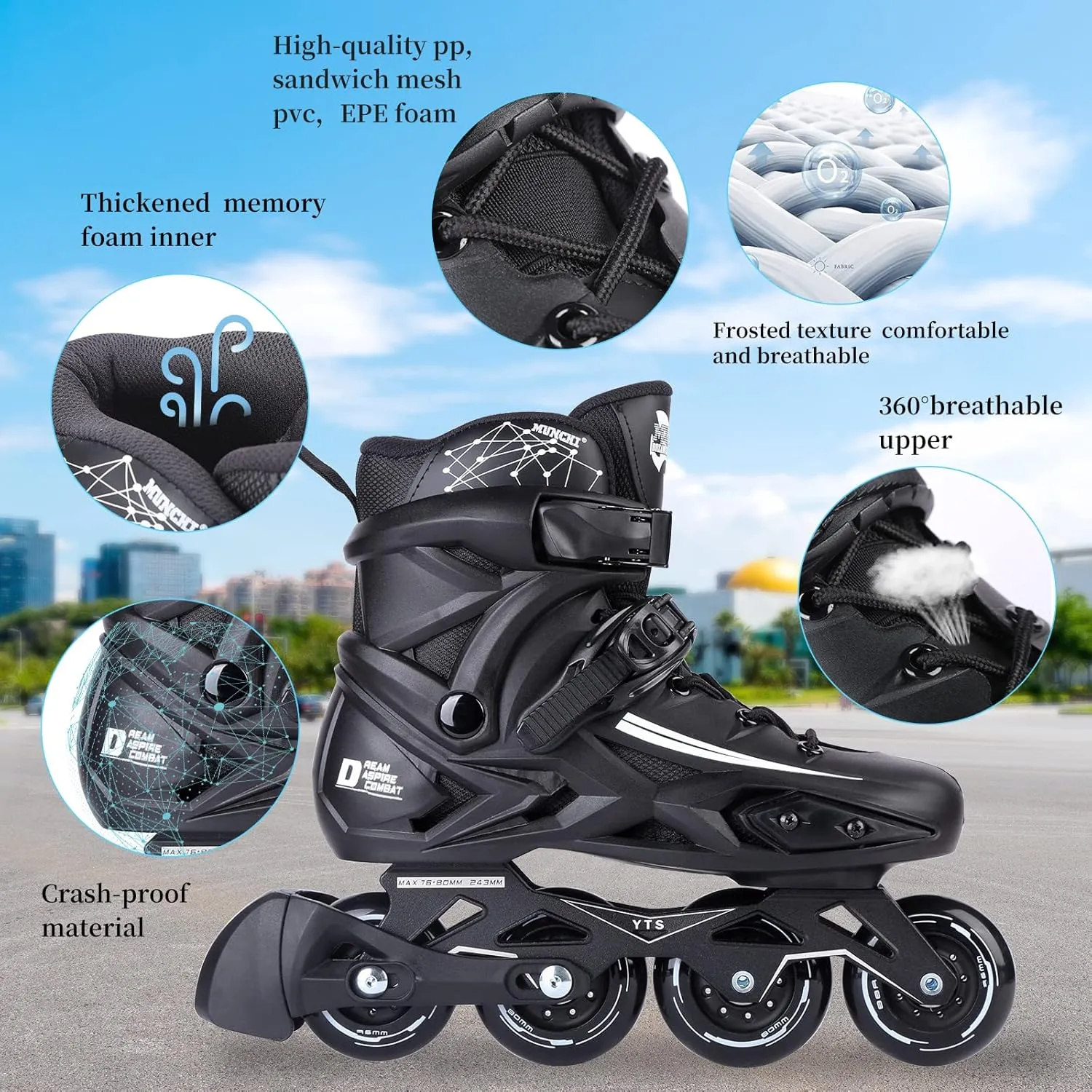 Inline Skates for Women and Men, High Performance Fitness Racing Aggressive Outdoor Inline Speed Skates Unisex