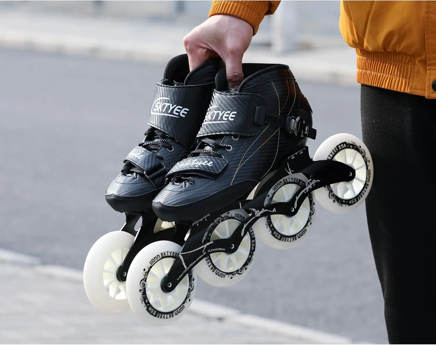 Inline Speed Skates Adult for Women and Mens, Professional Fitness Skating Roller Skates, High Performance Racing Skates, Unisex Black