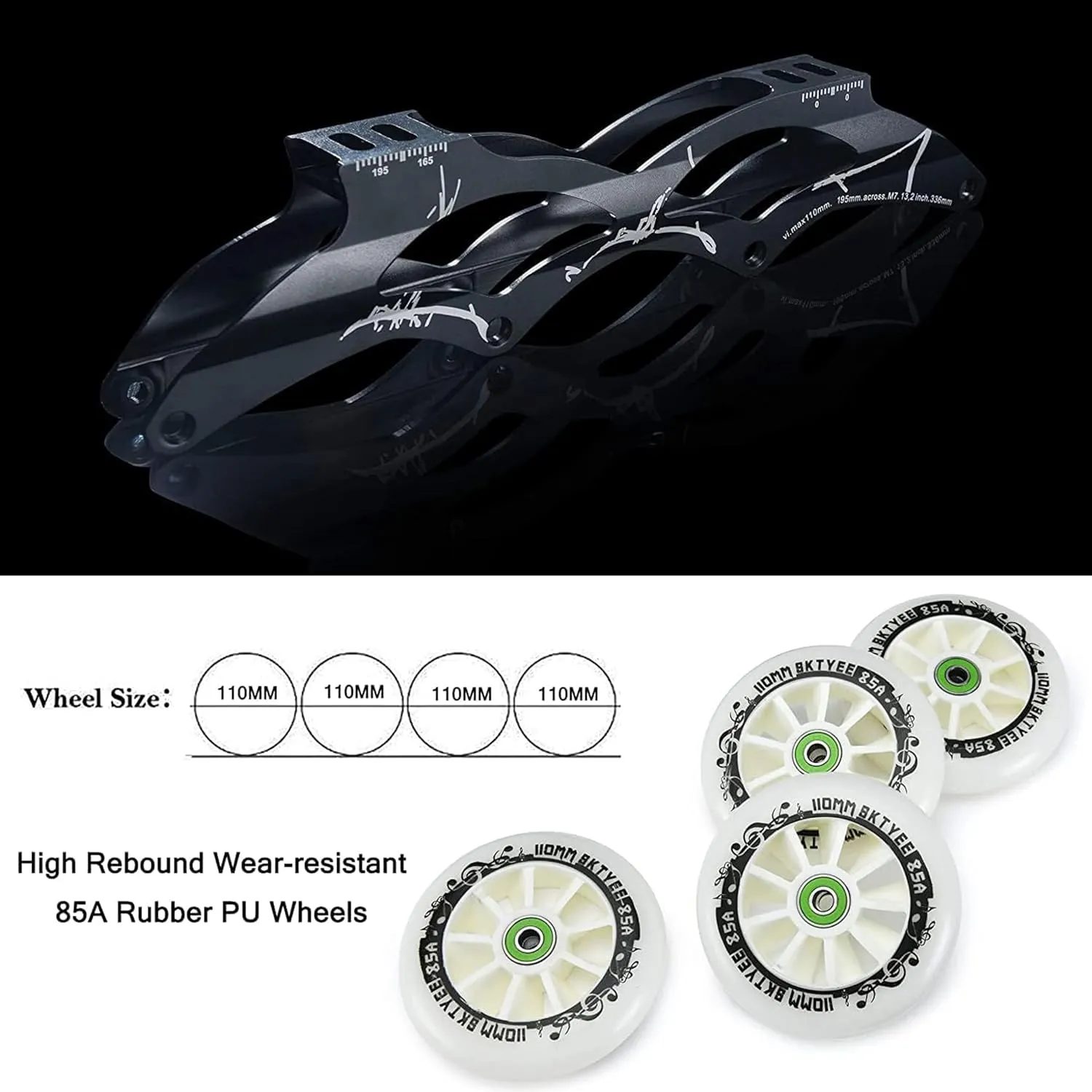 Inline Speed Skates Adult for Women and Mens, Professional Fitness Skating Roller Skates, High Performance Racing Skates, Unisex Black