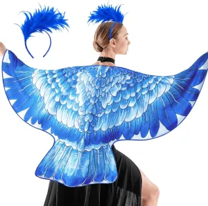 iROLEWIN Eagle Bird Wings Costume for Adults Feather Headband for Women Bald Hawk Costume as Mardi Gras Jungle Party Favors