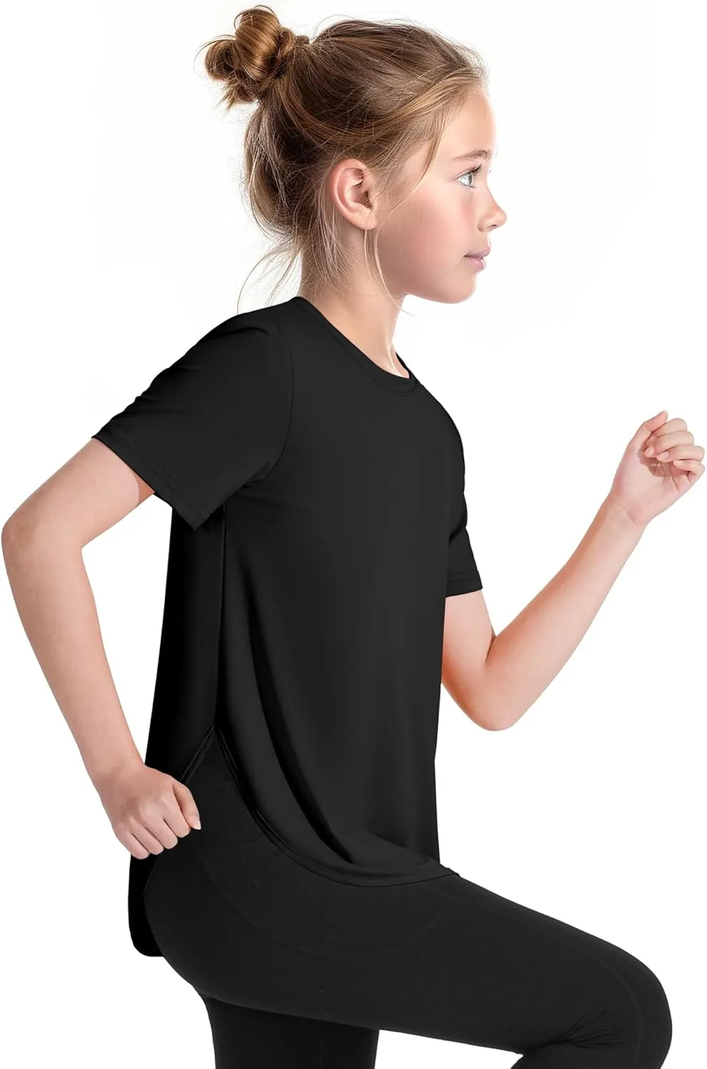JOCMIC Girls Athletic Shirts Short Sleeve Quick Dry T-Shirt UPF 50  Basic Tee Tops for Kids Teens Sports Activewear