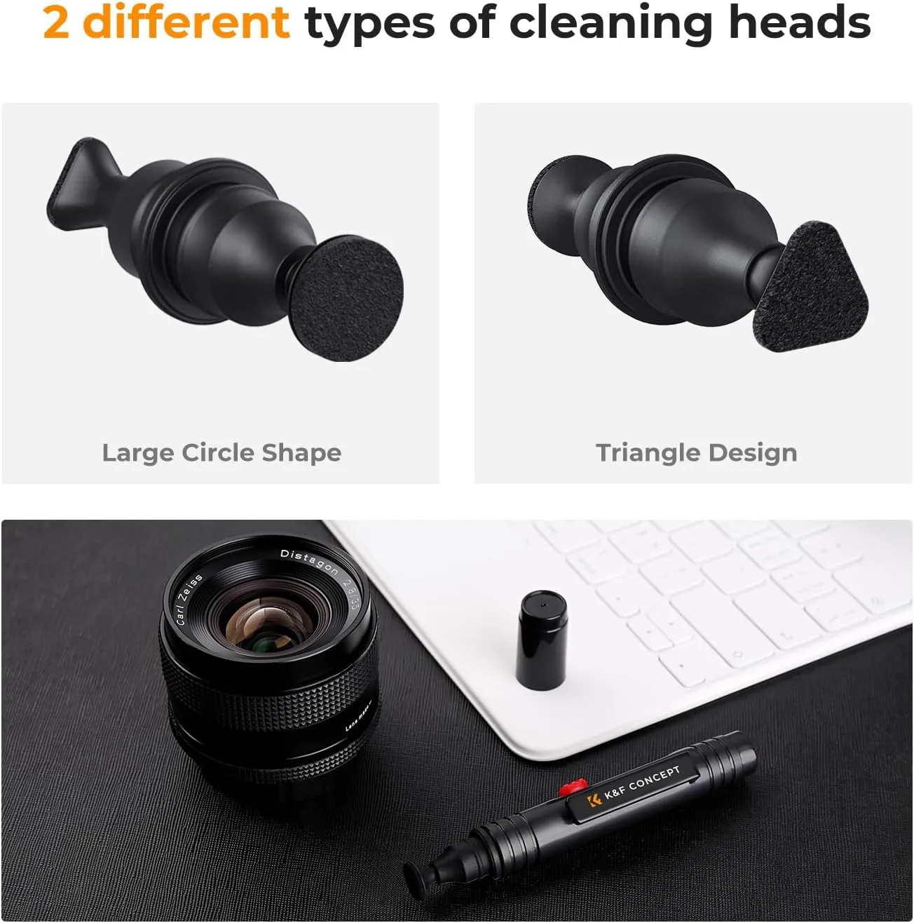 K&F Concept Professional Lens Cleaning Pen*3 with Soft Brush, Carbon Head Lens Cleaning Pen for Canon, Nikon, Pentax, Sony Digital Camera Cleaning,AR VR Glasses Cleaning