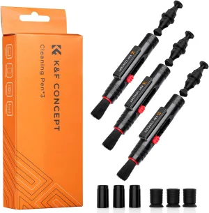 K&F Concept Professional Lens Cleaning Pen*3 with Soft Brush, Carbon Head Lens Cleaning Pen for Canon, Nikon, Pentax, Sony Digital Camera Cleaning,AR VR Glasses Cleaning