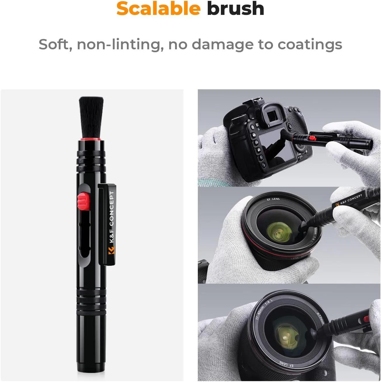 K&F Concept Professional Lens Cleaning Pen*3 with Soft Brush, Carbon Head Lens Cleaning Pen for Canon, Nikon, Pentax, Sony Digital Camera Cleaning,AR VR Glasses Cleaning
