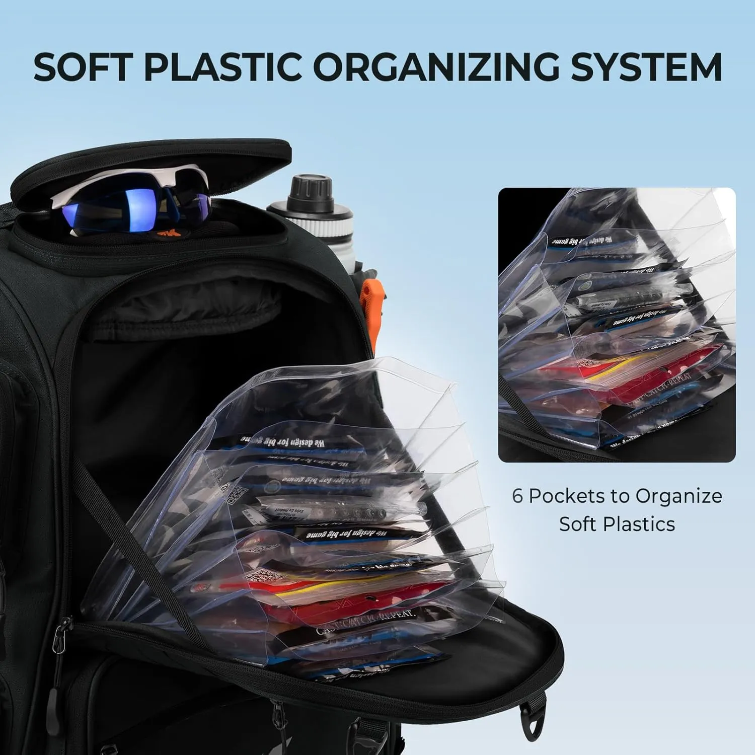 KastKing Bait Boss Fishing Tackle Backpack with Rod Holders-4 Tackle Boxes-Rain Cover,43L Large Storage for Fishing Gear