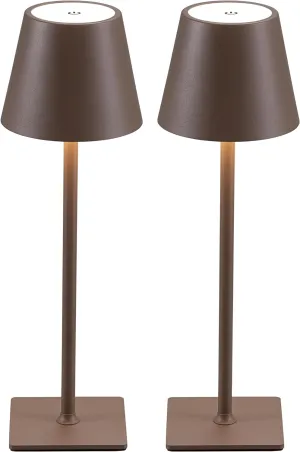 KDG 2 Pack Cordless Table Lamp,Portable LED Desk Lamp, 4000mAh Battery Operated, 3 Color Stepless Dimming Up, for Restaurant/Bedroom/Bars/Outdoor Party/Camping/Coffee Shop Night Light(Brown)