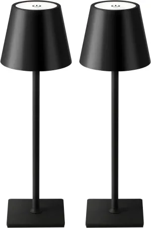 KDG 2 Pack Cordless Table Lamp,Portable LED Desk Lamp, 5000mAh Battery Operated, 3 Color Stepless Dimming Up, for Restaurant/Bedroom/Bars/Outdoor Party/Camping/Coffee Shop Night Light(Black)