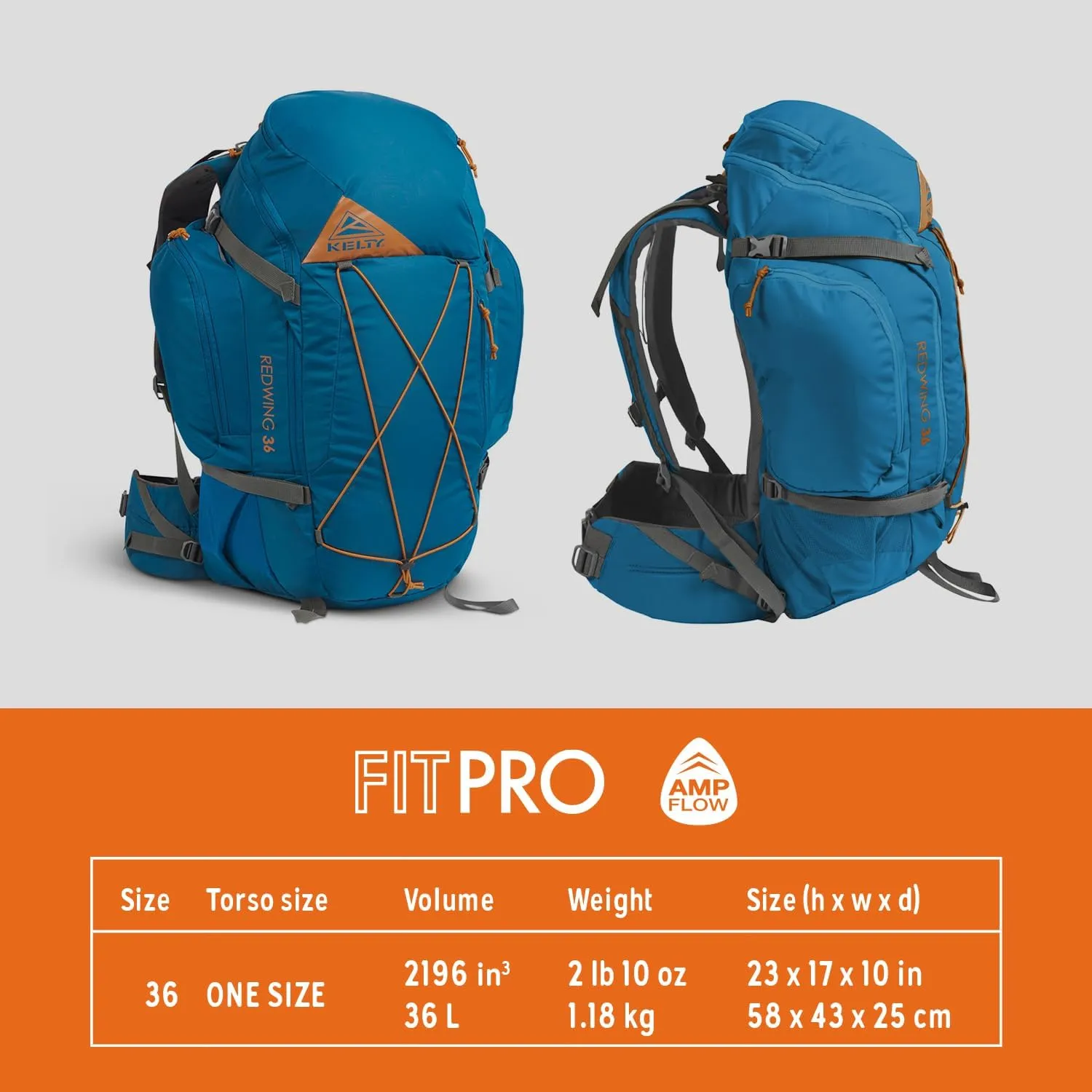 Kelty Redwing 36  36 Liter Internal Frame Backpack for Hiking, Backpacking, Travel, Carry-on Compatible, Hip Belt, Customized Fit, 2023 (Lyons Blue)