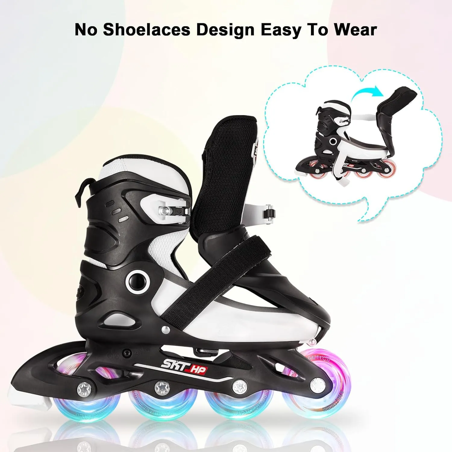 Kids Inline Skates for Girls Roller Blades Boys, Adjustable Inline Skates Kids Roller Blades with Light up Skate Wheels Fun Illuminating Beginner Skating Shoes