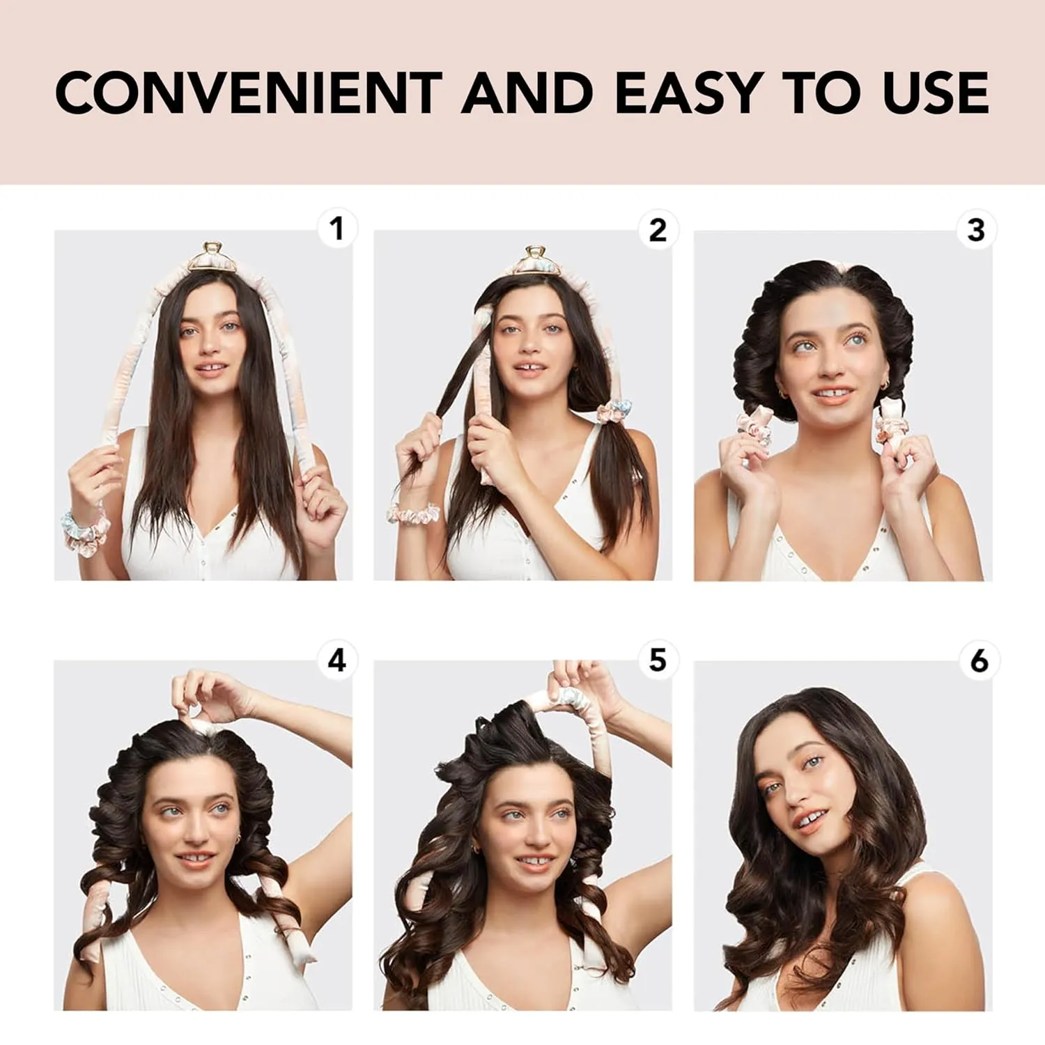 Kitsch Satin Heatless Hair Curler Set - Heatless Curls Overnight, Hair Rollers for Soft Curls & Frizz-Free Styling, No Heat Curlers To Sleep in, Curling Rod Headband with 2 Scrunchies - Sunset Tie Dye