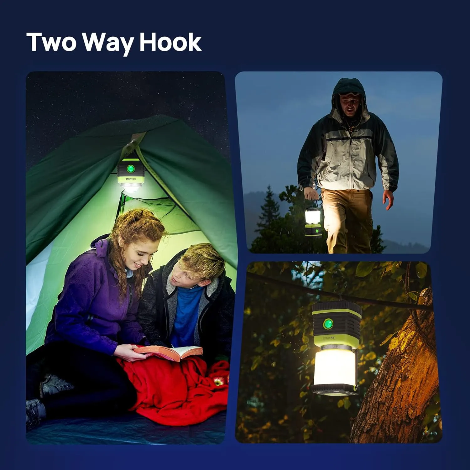 LED Camping Lantern Rechargeable, Consciot Camping Lights, 1000LM, 4 Light Modes, 4400mAh Power Bank, IPX4 Waterproof, Dimmable Tent Lights for Emergency, Power Outages, USB C Cable Included, 2 Pack