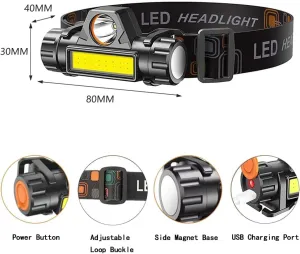 LED Headlamp Flashlight, Ultra Light Bright LED Rechargeable Headlight with Magnetic Base,2 Pack Waterproof Head Lamp,Lightweight Headlight Head Torch, for Outdoor Camping Running Hiking Fishing