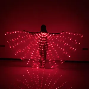 LED Lights Belly Dance Wings Bellydance Glow Angel Dance Wings with Telescopic Sticks for Adults and Child