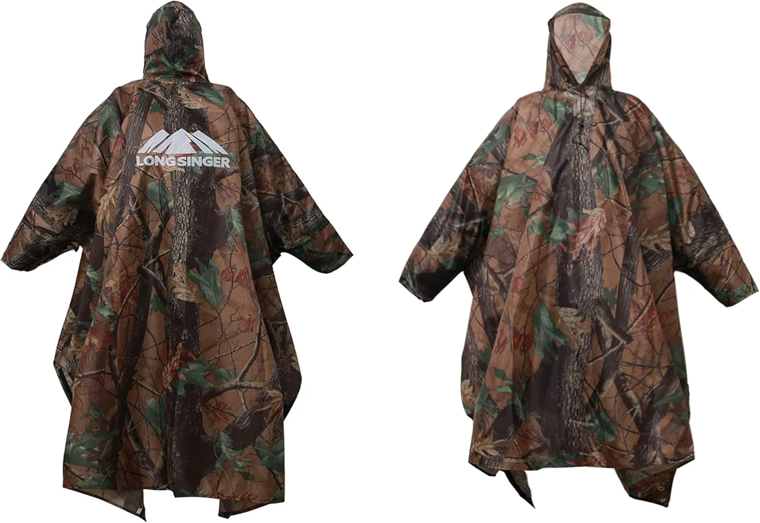 longsinger Rain Poncho for Adult, Waterproof Rain Poncho with Hood and Sleeve, Ideal for Hiking, Hunting, Camping