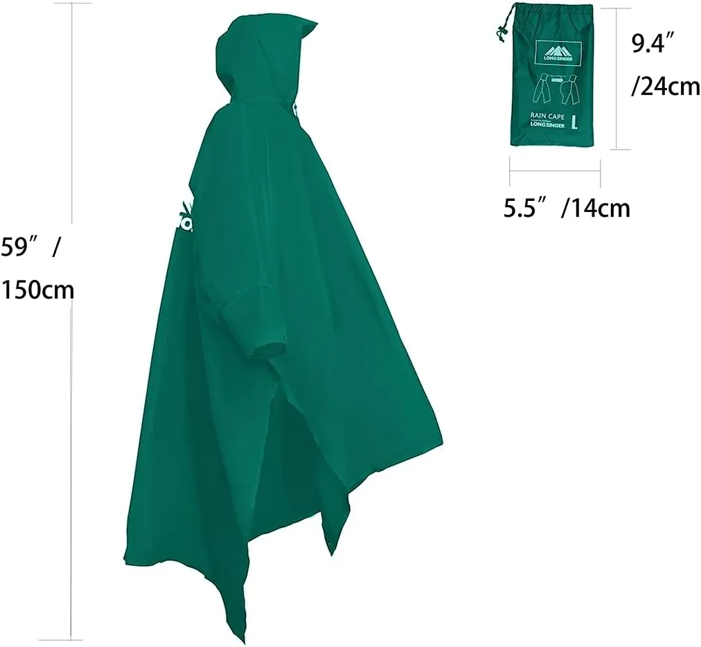 longsinger Rain Poncho for Adult, Waterproof Rain Poncho with Hood and Sleeve, Ideal for Hiking, Hunting, Camping