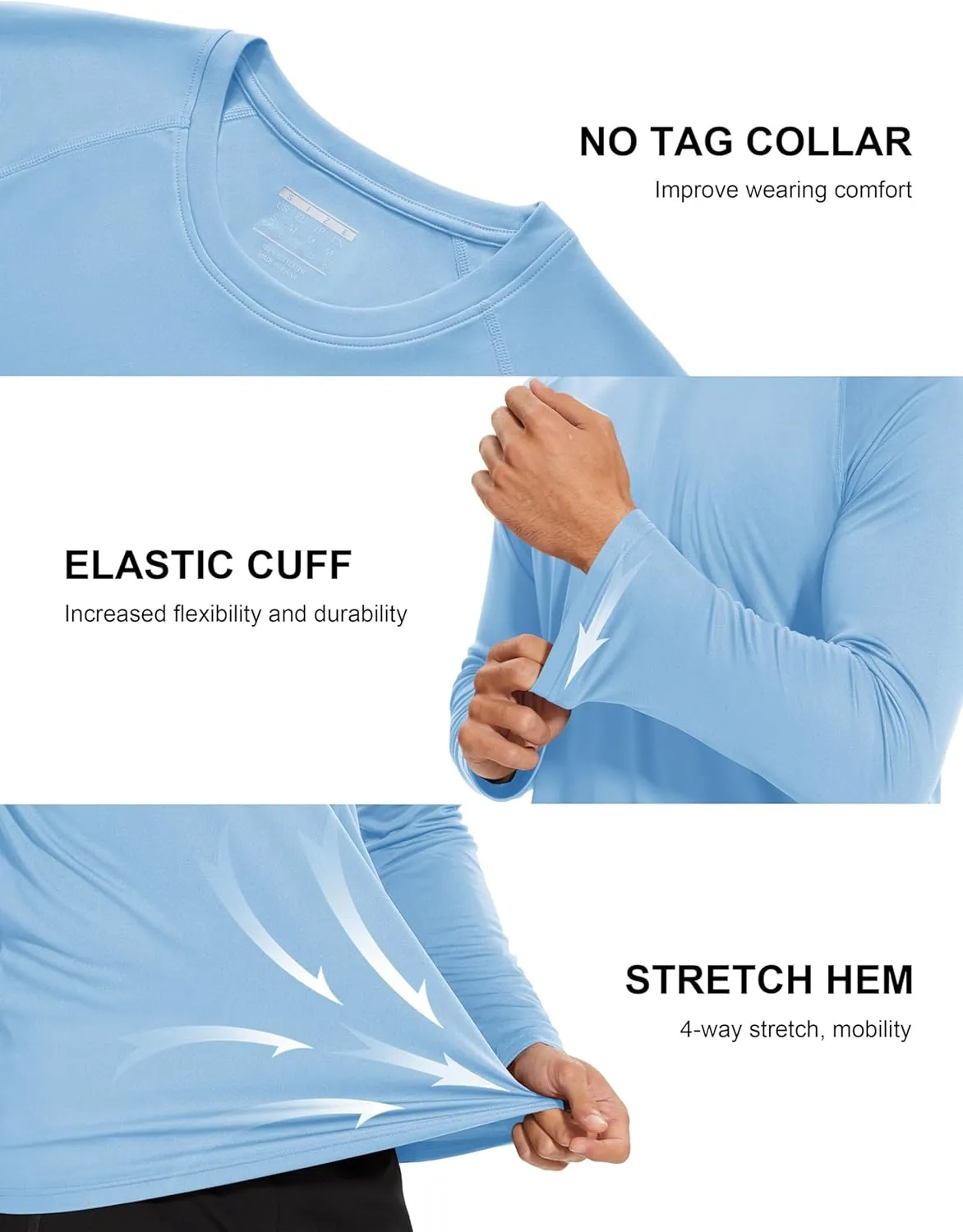 MAGCOMSEN Men's Long Sleeve Shirts UPF 50  UV Sun Protection Athletic Shirts for Hiking Running Workout Rash Guard