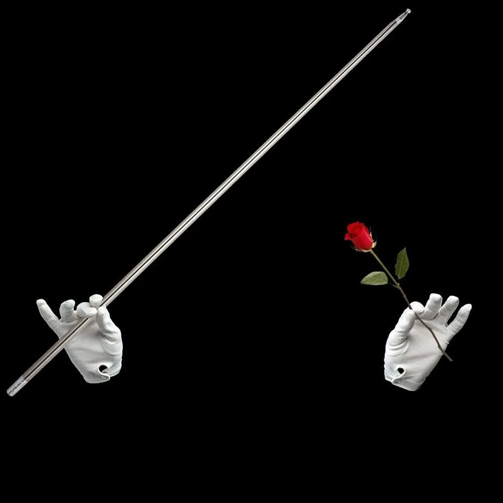 Magic Cane Metal Appearing Cane, Pocket Staff Magic Telescopic Stick, Collapsible bo Retractable Expandable bow Extendable Portable Expanding Metal Cane Pop Out Wands, Medium, Black 4