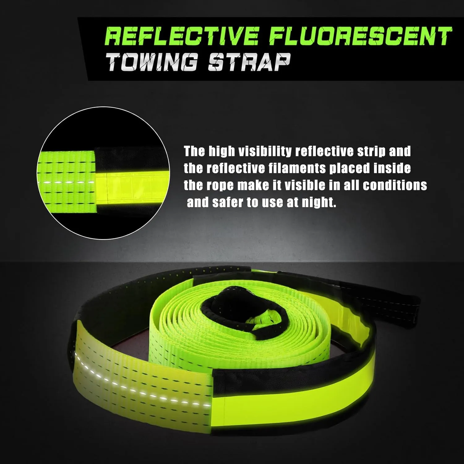 MAIKEHIGH Tow Strap Heavy Duty with Hooks, 2"16ft (22,000Lbs) Recovery Strap with D-Ring Shackles (2pcs)   Protective Gloves (2pcs), Tow Rope for Car Truck SUV ATV (Green)