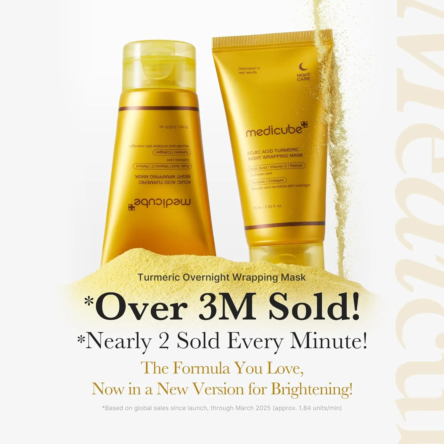 medicube Kojic Acid Turmeric Overnight Wrapping Peel Off Mask  Brightens & Defends Against Skin Stress for a Clear, Glowing Complexion, Korean Skincare, 2.53 fl. oz.