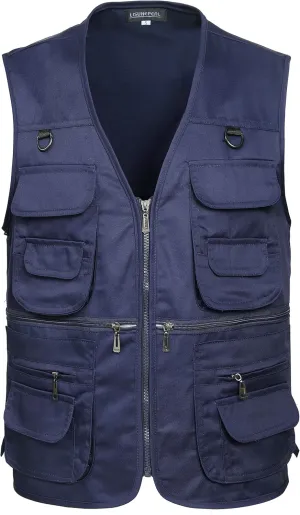 Mens Fishing Vest Summer Outdoor Work Safari Travel Photo Vest with Multi Pockets