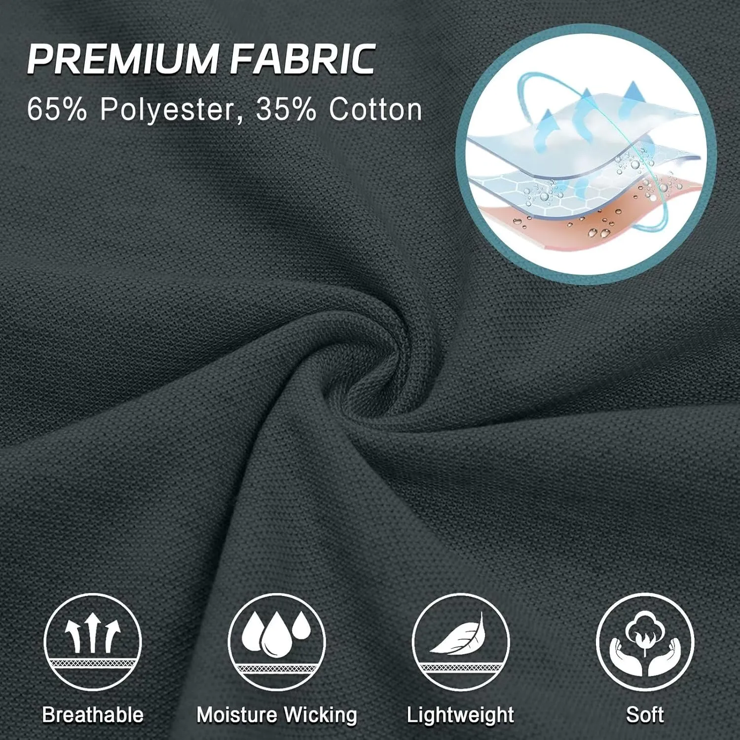 Men's Golf Polo Shirts M-6XL, Cotton Blend Moisture Wicking Performance Casual Collared Shirts