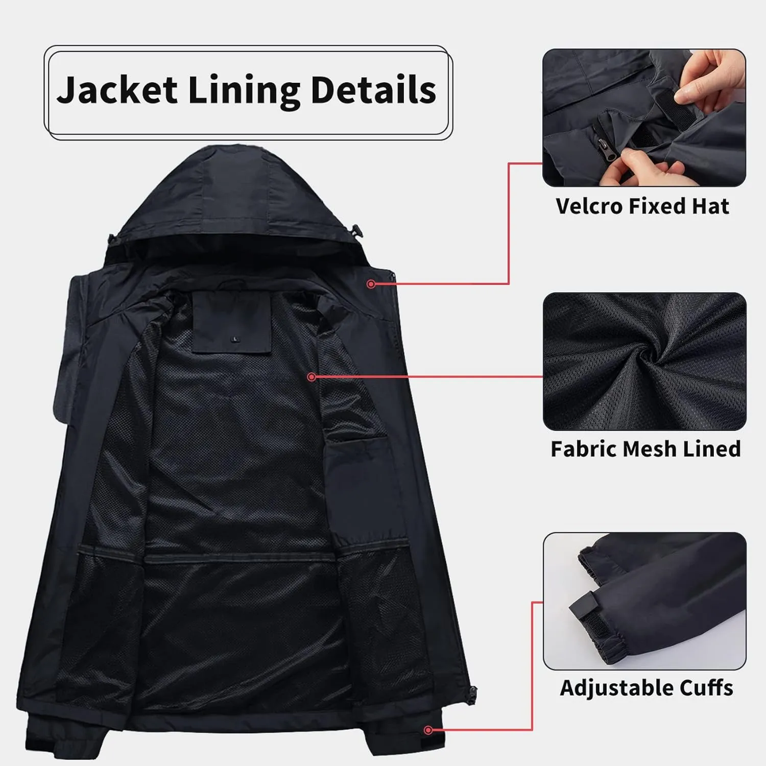Mens Lightweight Waterproof Jacket Windproof Rain Hooded jackets for Men Hiking Cycling Travel M-7XL