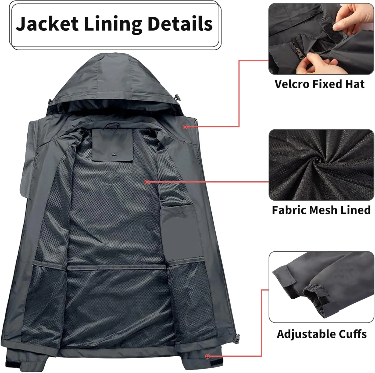 Mens Lightweight Waterproof Jacket Windproof Rain Hooded jackets for Men Hiking Cycling Travel M-7XL