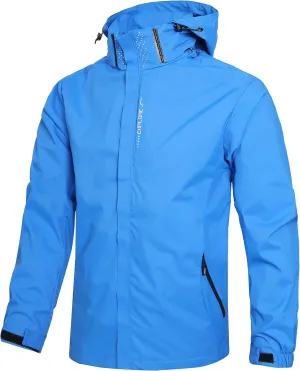 Men's Lightweight Waterproof Rain Jacket,Shell Hooded Outdoor Raincoat Hiking Windbreake jacket