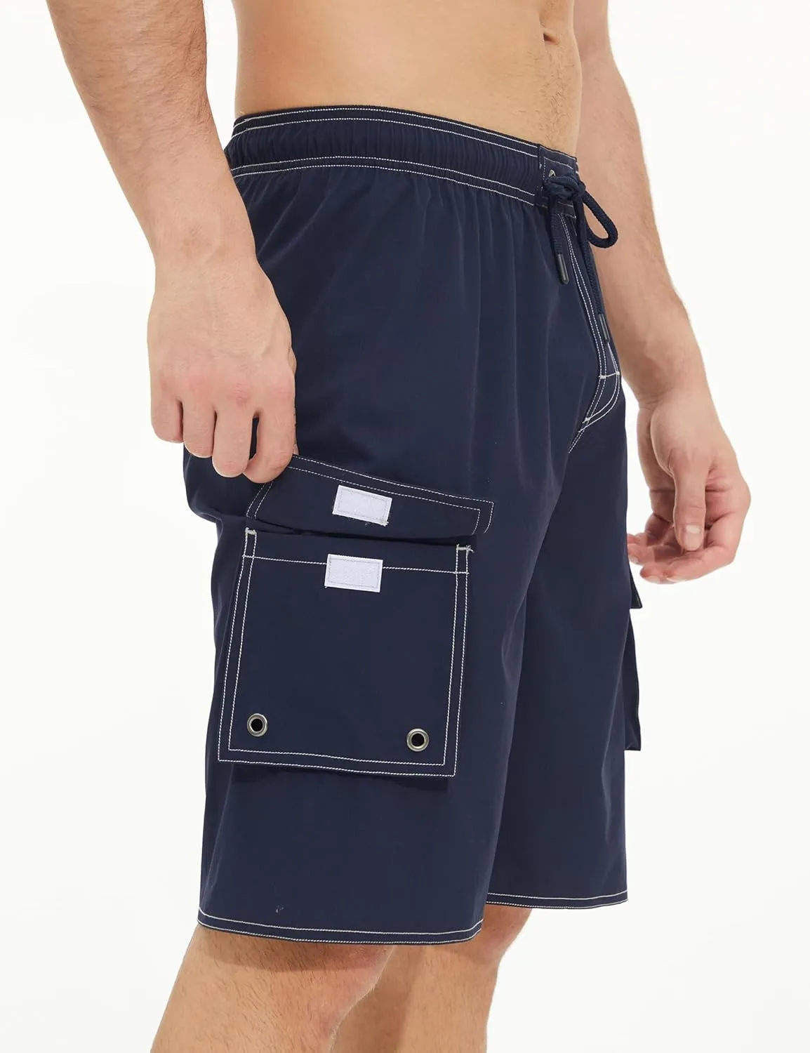 Mens Long Board Shorts Compression Liner 10 Inch Inseam Beachwear