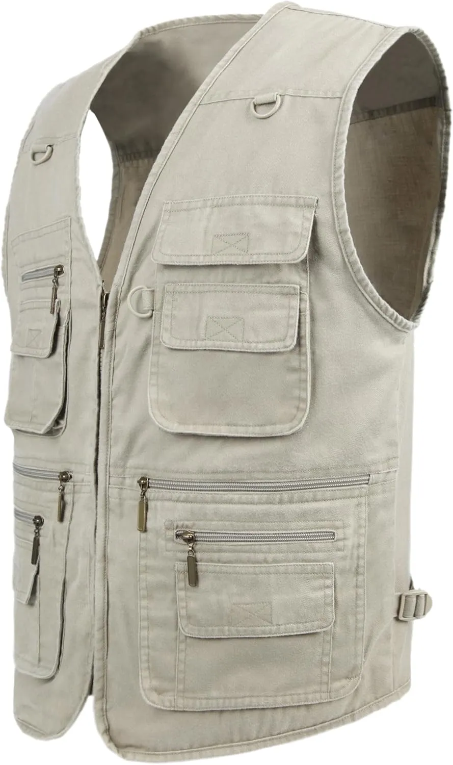 Men's Stone Washed Denim Multi-pocketed Fishing Work Outerwear Vest