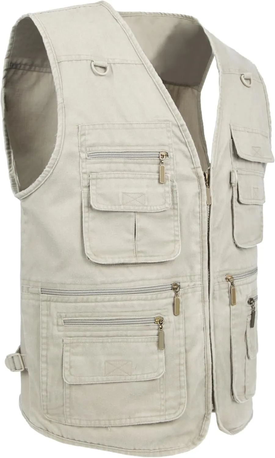 Men's Stone Washed Denim Multi-pocketed Fishing Work Outerwear Vest