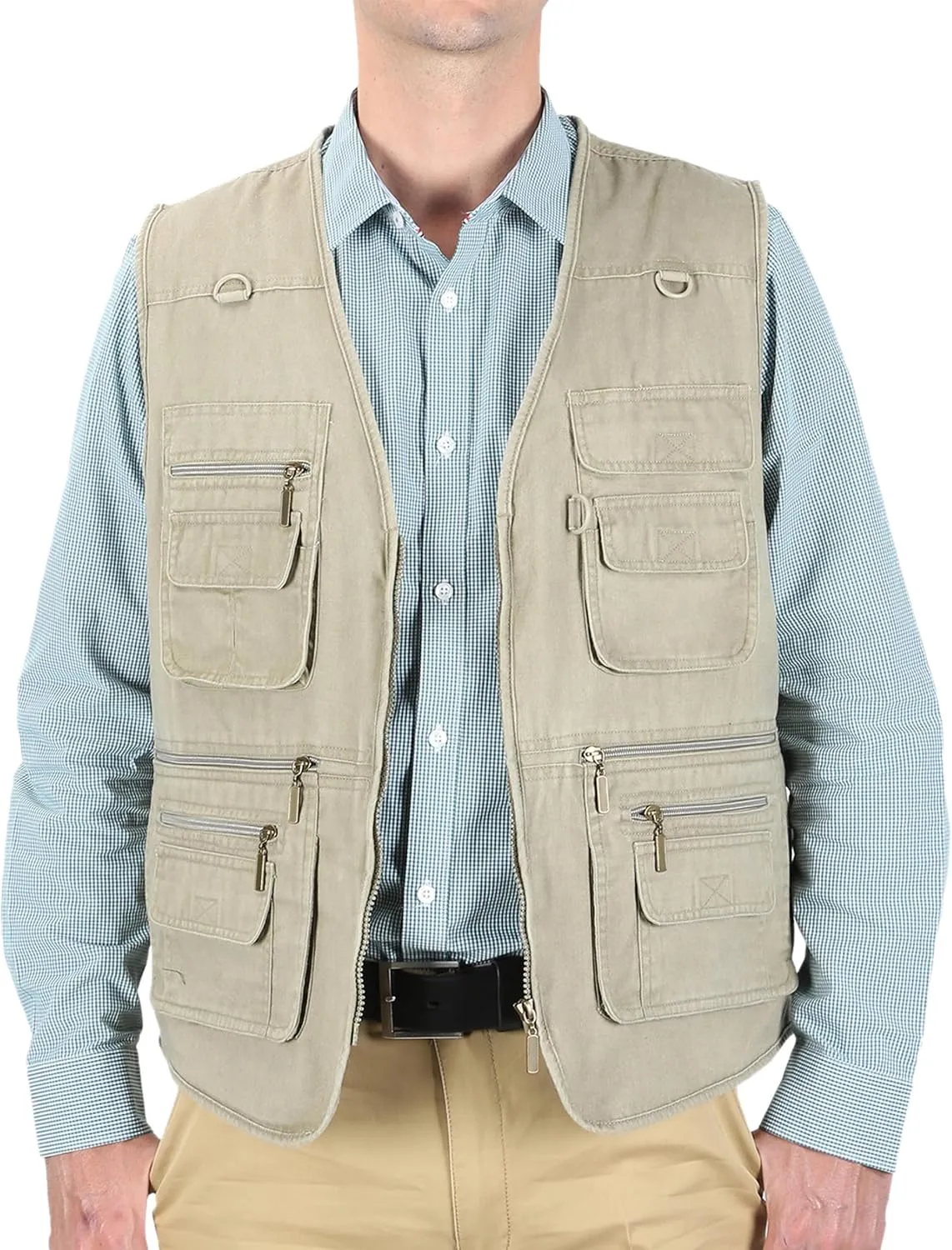 Men's Stone Washed Denim Multi-pocketed Fishing Work Outerwear Vest