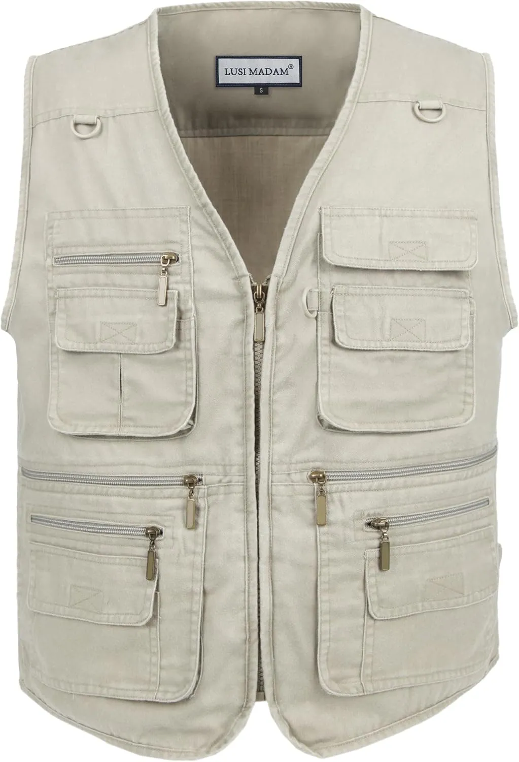 Men's Stone Washed Denim Multi-pocketed Fishing Work Outerwear Vest