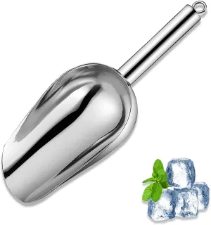 Metal Ice Scoop 6 OzKitchen Ice Scooper for Ice Maker, Small Food Scoops for Bar Party Wedding Pet Dog Food, Stainless Steel Silver