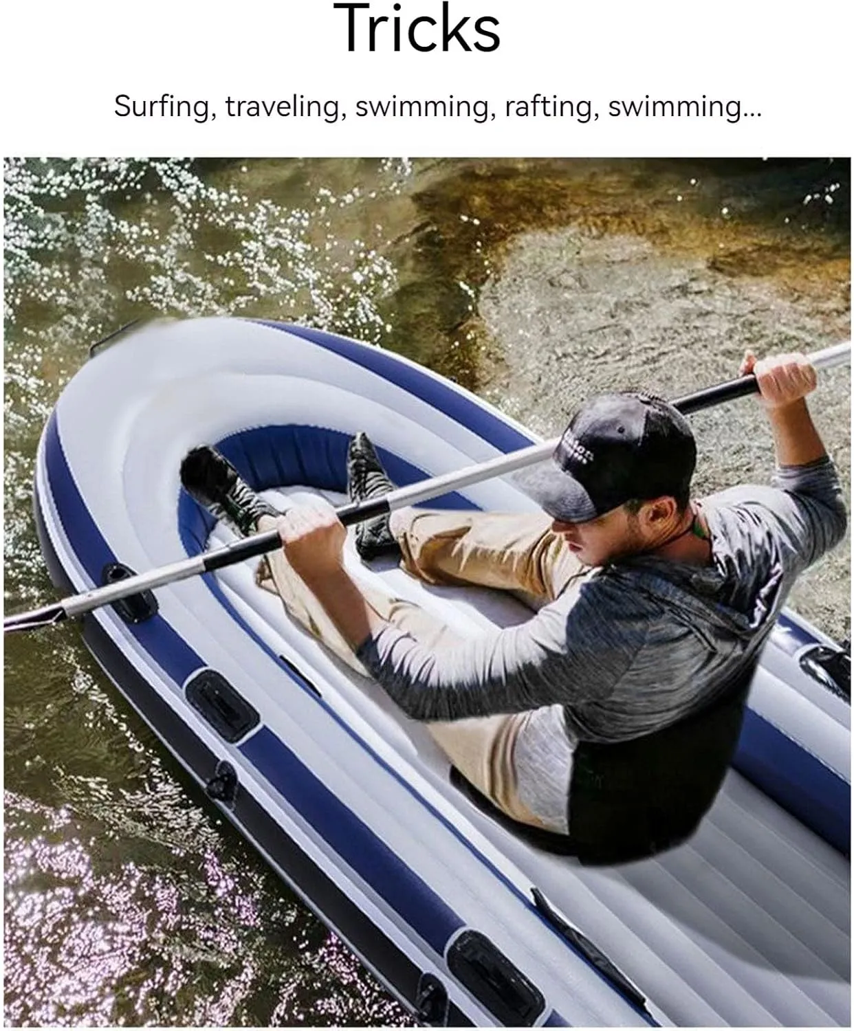 Multifunctional Inflatable Kayak, Very Suitable for Surfing, Travel, Fishing, Rafting, Hard Bottom Self-Inflatable Kayak Has 2-5 People to Choose from(Color:BB,Size:2 People)