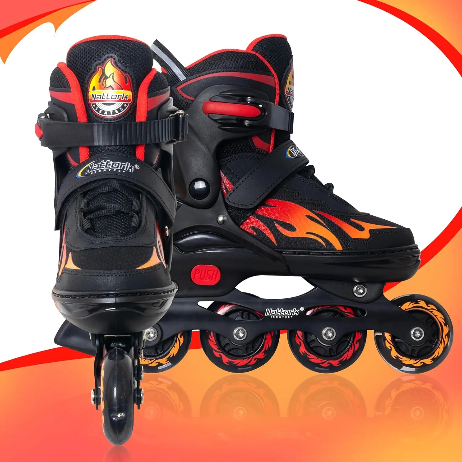 Nattork Adjustable Inline Skates for Kids Adults, Indoor and Outdoor Blades Roller Skates with 8 Light Up Wheels for Boys Girls Aged 4-16, Adult Women Beginners