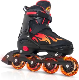Nattork Adjustable Inline Skates for Kids Adults, Indoor and Outdoor Blades Roller Skates with 8 Light Up Wheels for Boys Girls Aged 4-16, Adult Women Beginners