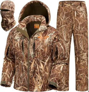 NEW VIEW Camo Hunting Clothes for Men, Quiet Warm Fleece Lining, Cold Weather Deer Hunting Jacket and Pants with Face Mask