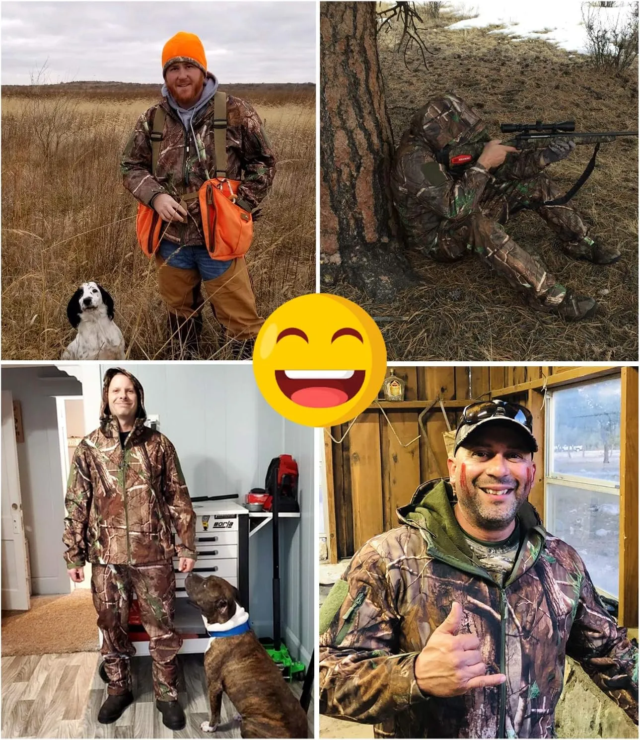 NEW VIEW Camo Hunting Jackets for Men, Warm Fleece Lined Hunting Jacket with Hood, Quiet Water Resistant Hunting Clothes