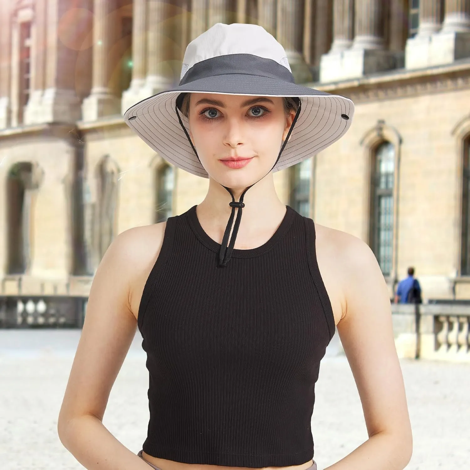 NPQQUAN Ponytail Sun Bucket Hats for Women Men Wide Brim UPF 50  Fishing & Beach Hats